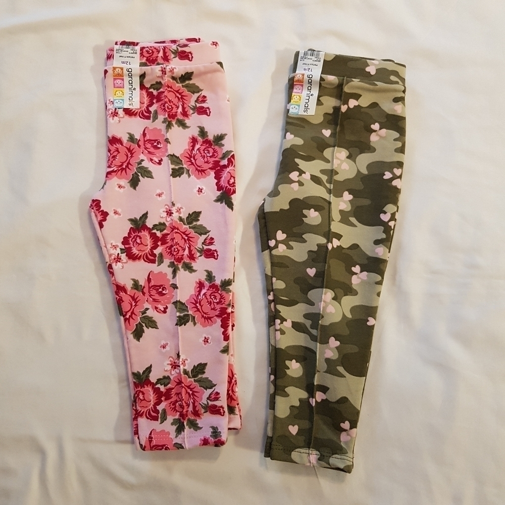 Garanimals girls 12 months pull on pants, 2 pairs new
